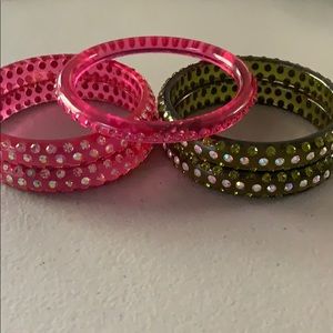 5 Plastic rhinestone bangles
